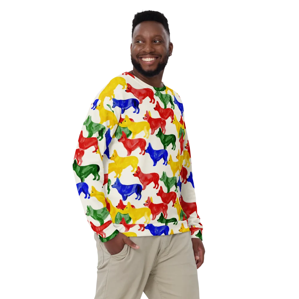 Colorful Canine Parade on Sweatshirt — Front