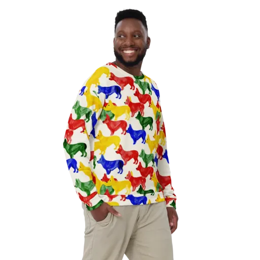 Colorful Canine Parade on a Sweatshirt