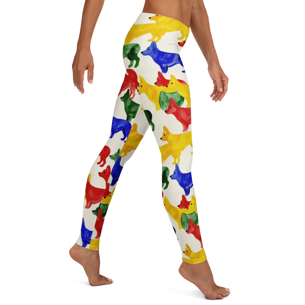 Colorful Canine Parade on Leggings — Right