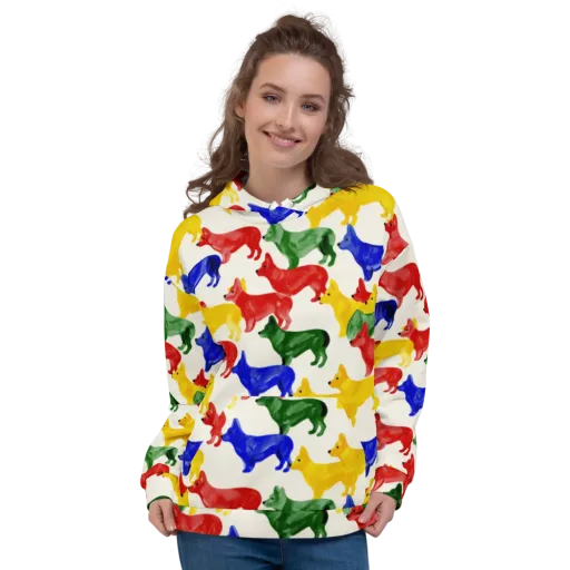 Colorful Canine Parade on a Hoodie