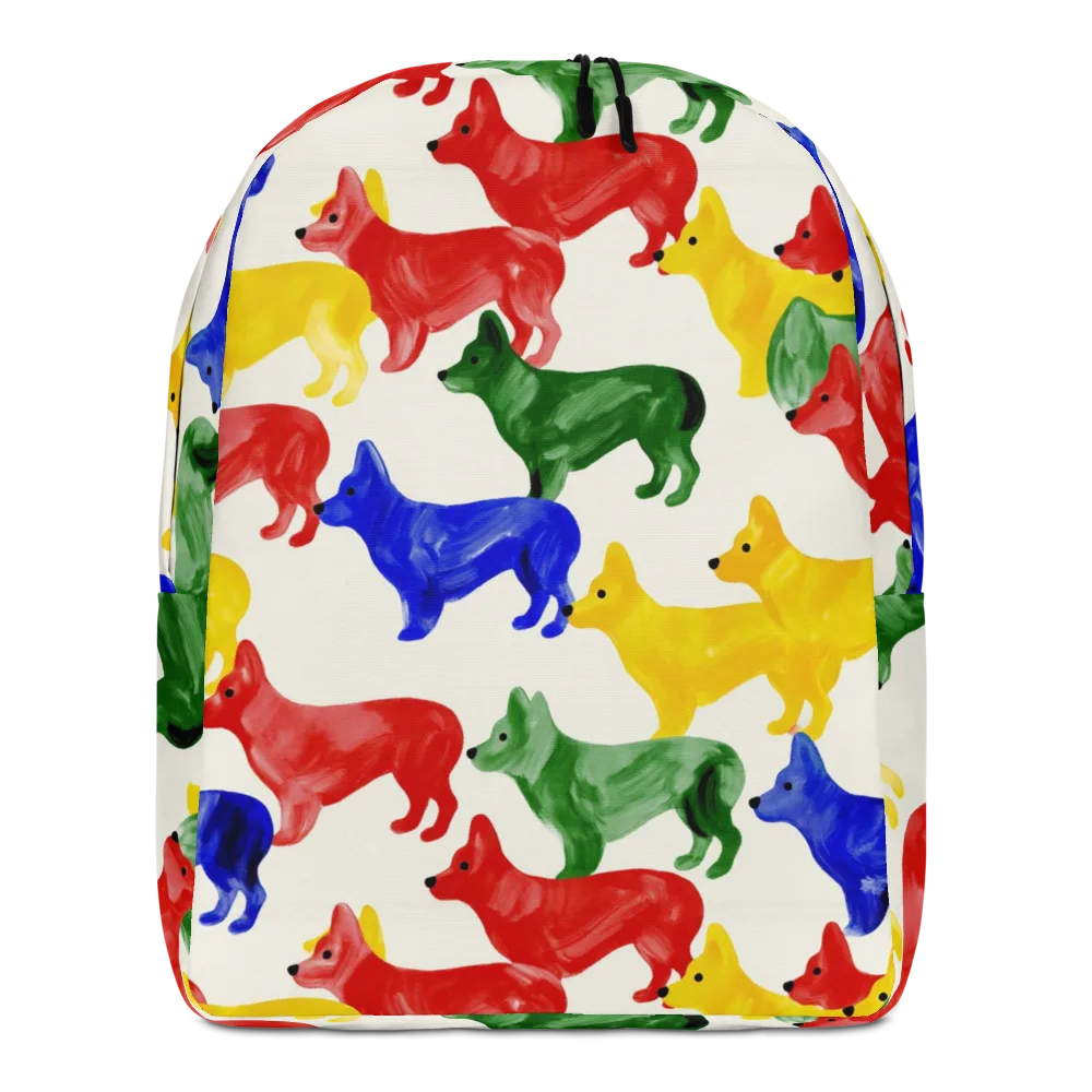 Colorful Canine Parade on Minimalist Backpack — Front