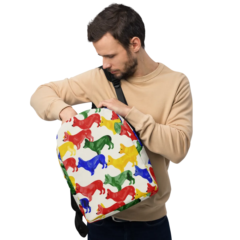 Colorful Canine Parade on Minimalist Backpack — Front
