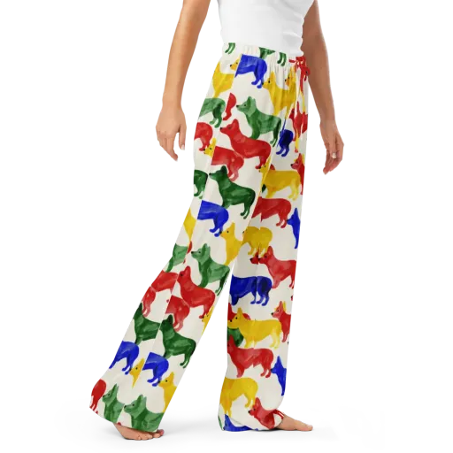Colorful Canine Parade on a Women's Pajama Pants