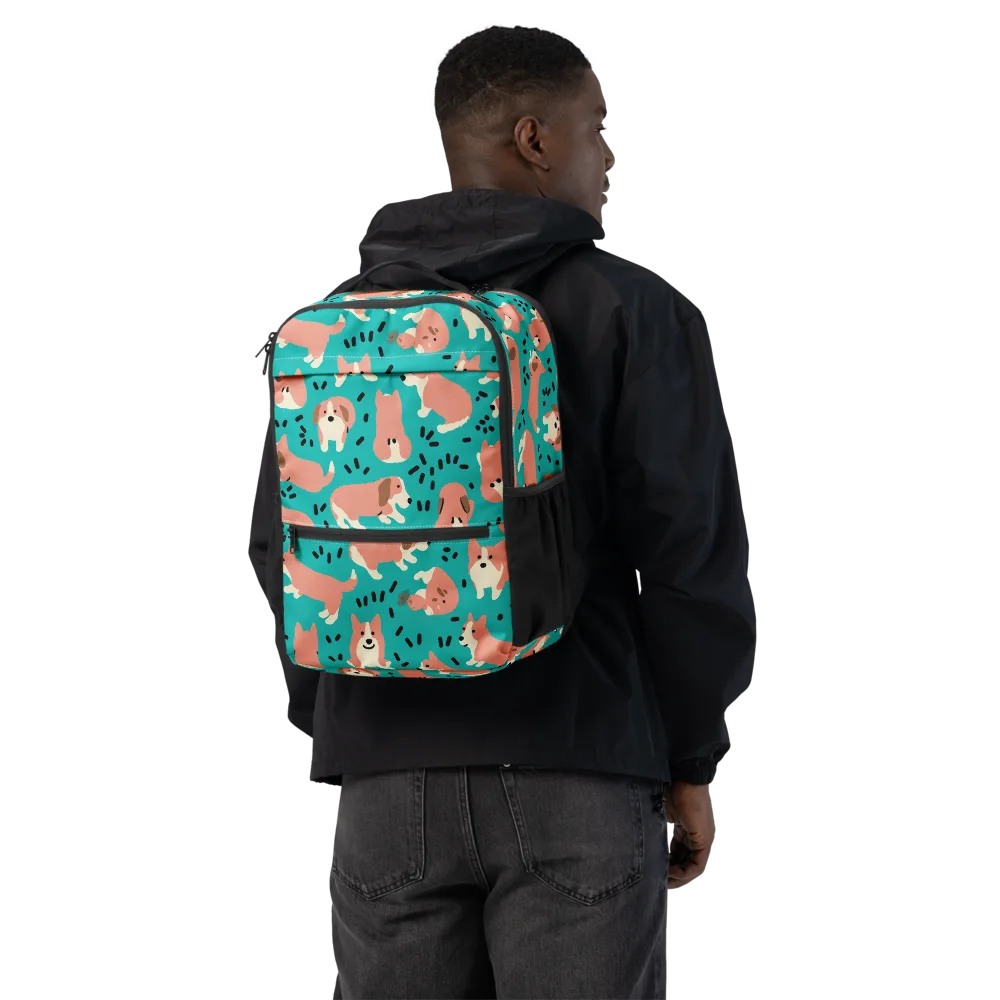 Coral Corgi Parade on Utility Backpack — Back