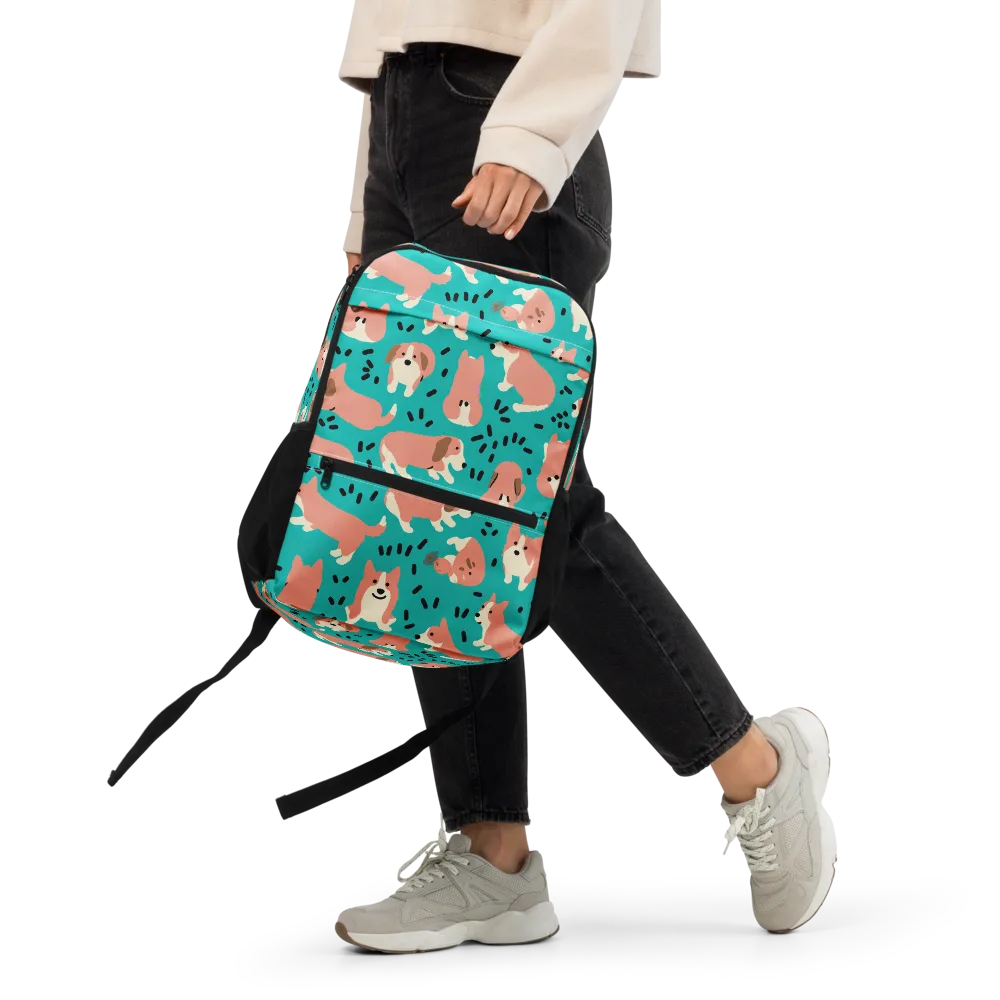 Coral Corgi Parade on Utility Backpack — Front