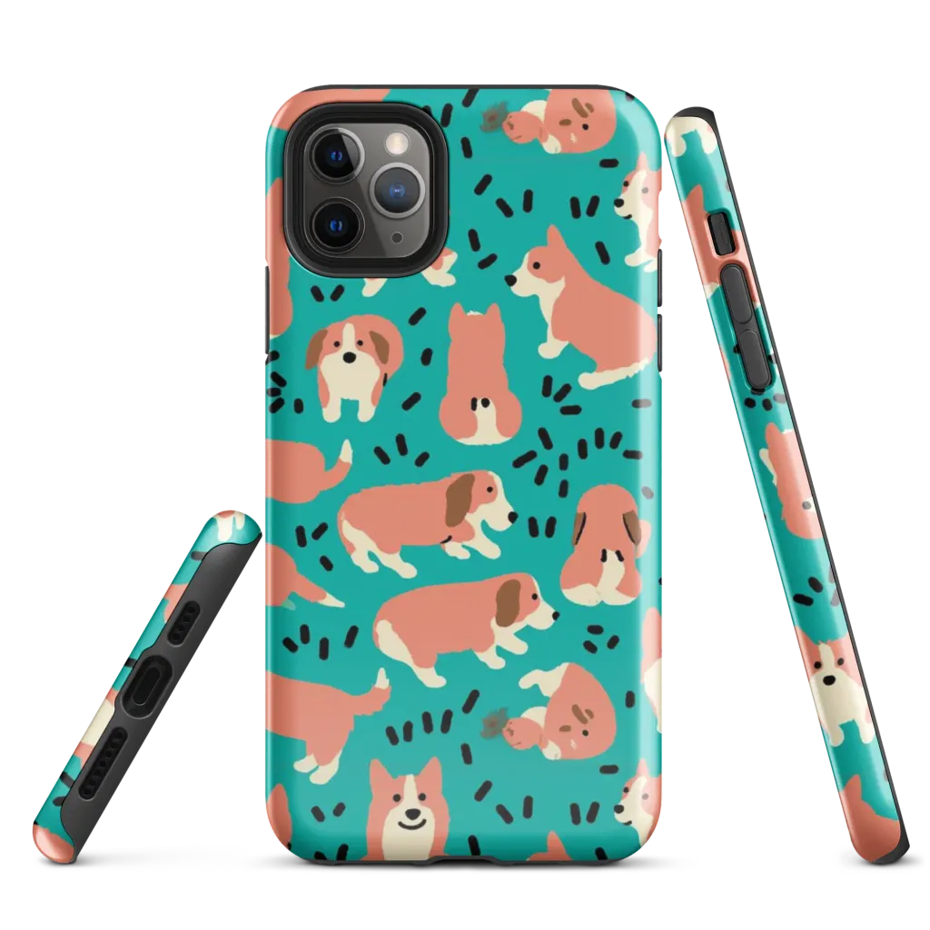 Coral Corgi Parade on Tough Case for iPhone® — Front