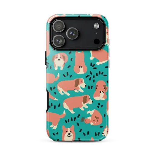 Coral Corgi Parade on a Tough Case for iPhone®