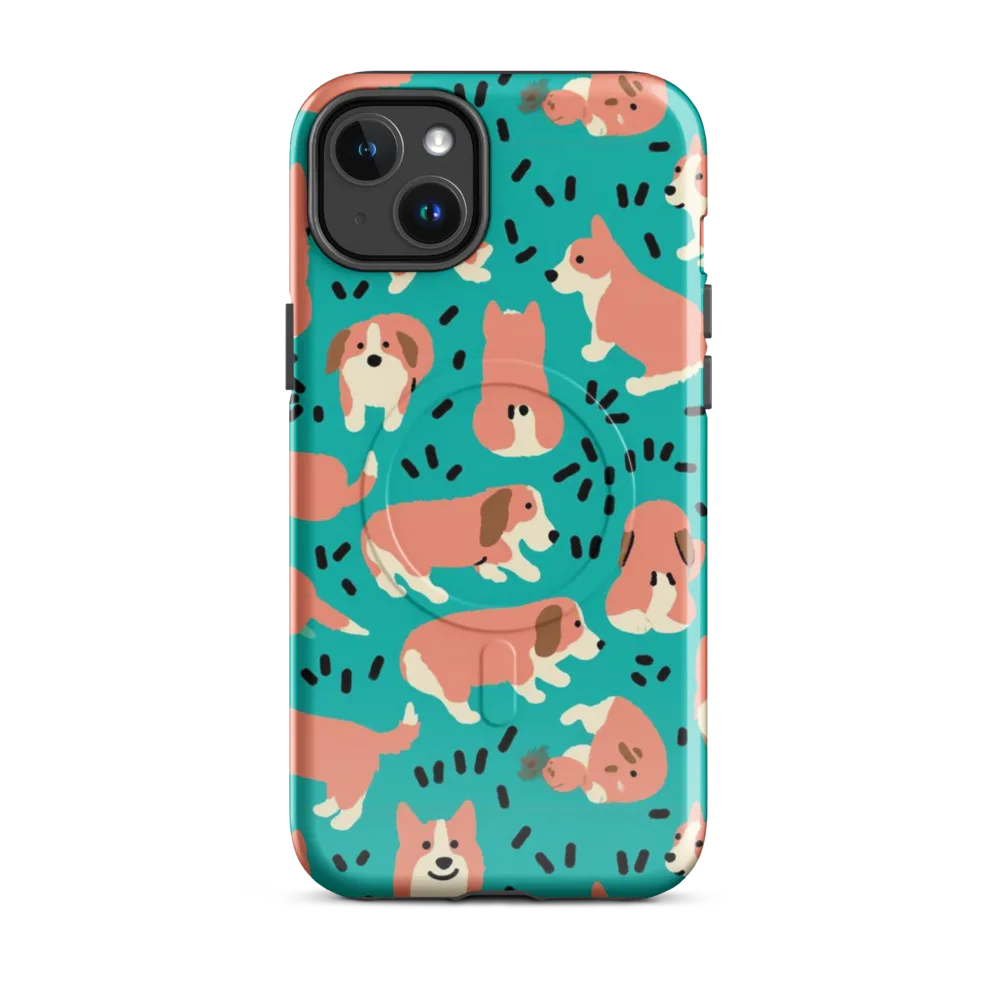 Coral Corgi Parade on MagSafe Tough Case for iPhone® — Front