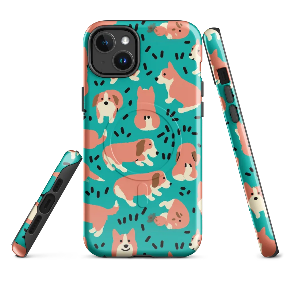 Coral Corgi Parade on MagSafe Tough Case for iPhone® — Front