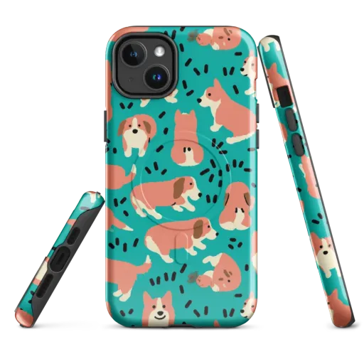 Coral Corgi Parade on a MagSafe Tough Case for iPhone®