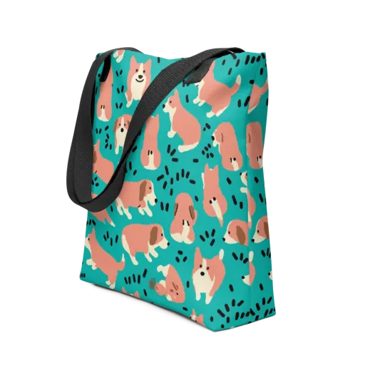 Coral Corgi Parade on a Tote Bag