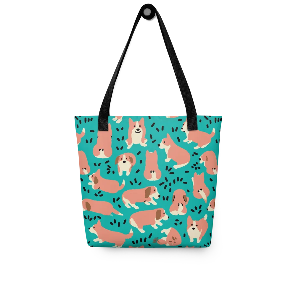 Coral Corgi Parade on Tote Bag — Front