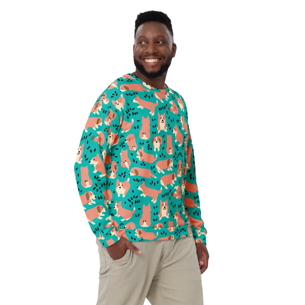 Coral Corgi Parade on Sweatshirt — Front