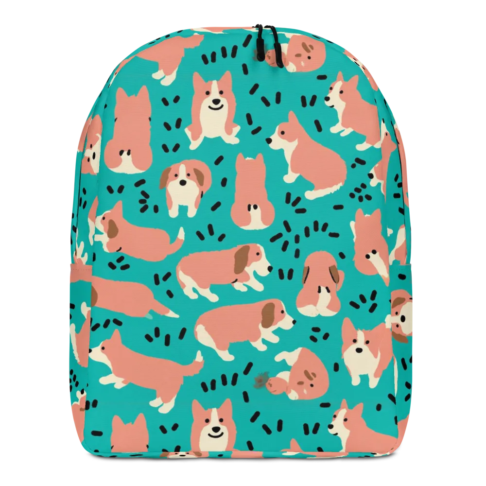 Coral Corgi Parade on Minimalist Backpack — Front