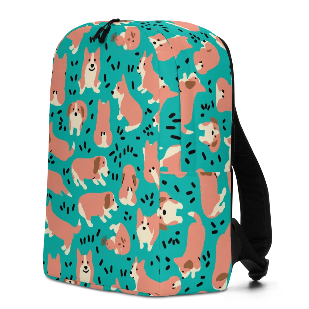 Coral Corgi Parade on Minimalist Backpack — Left
