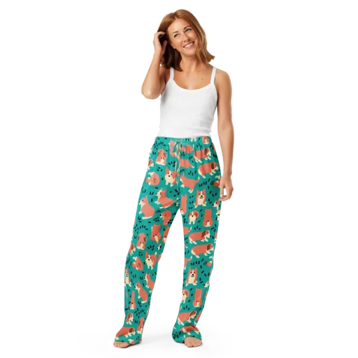 Coral Corgi Parade on a Women's Pajama Pants