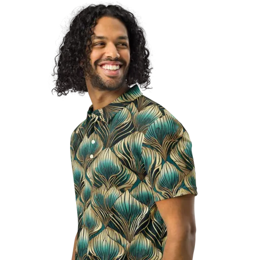 Turquoise Allium on a Men's Slim Fit Polo Shirt
