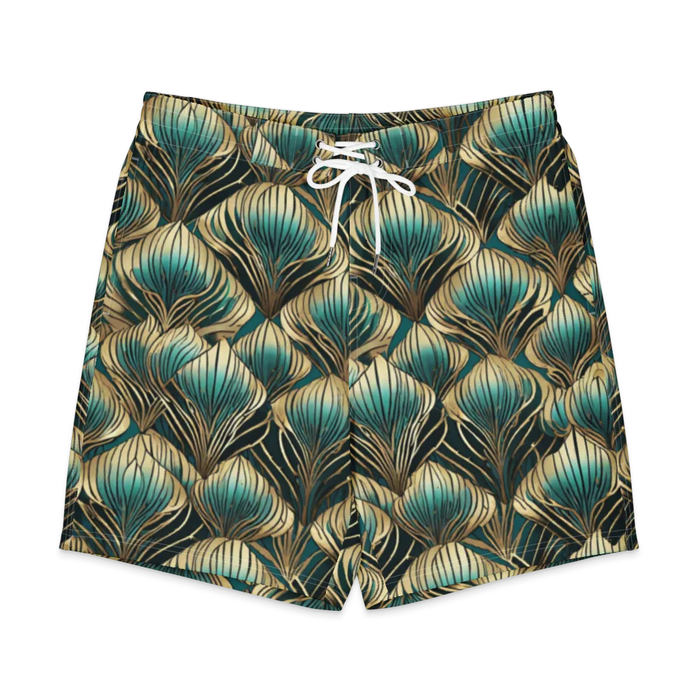 Turquoise Allium on Men's Board Shorts — Front