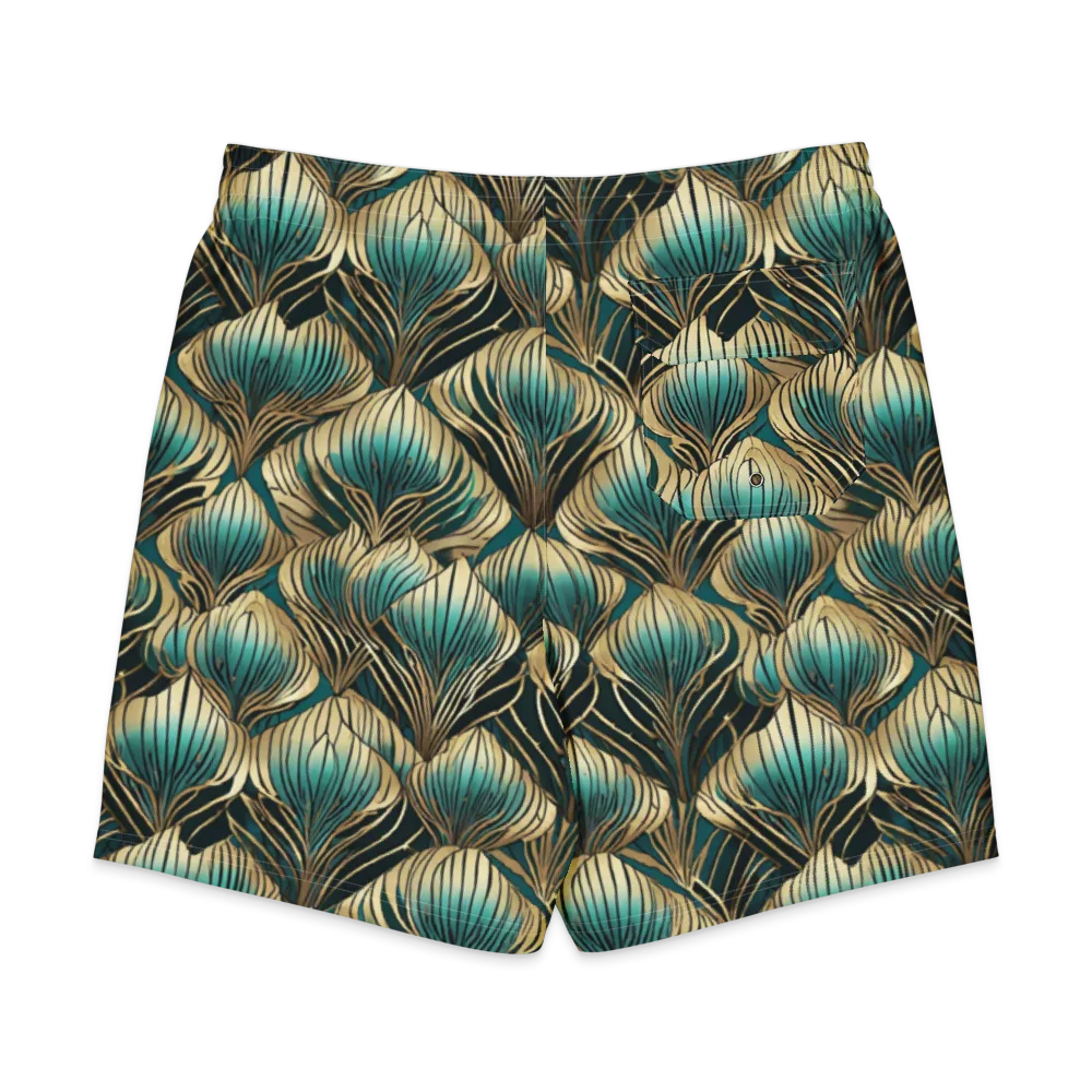 Turquoise Allium on Men's Board Shorts — Back