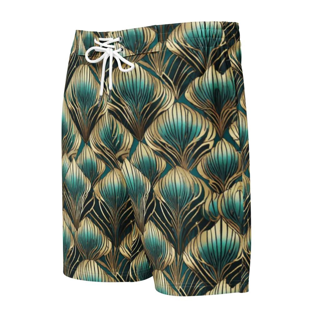 Turquoise Allium on Men's Board Shorts — Front