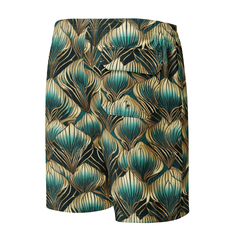 Turquoise Allium on Men's Board Shorts — Back