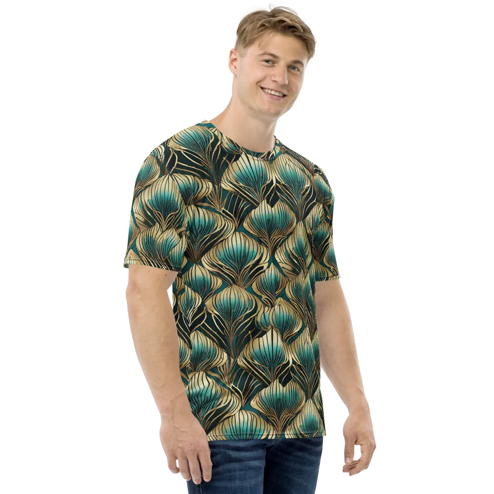 Turquoise Allium on Men's Crew Neck T-Shirt — Right
