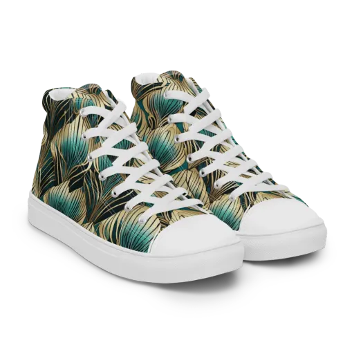 Turquoise Allium on a Men's High Top Canvas Shoes