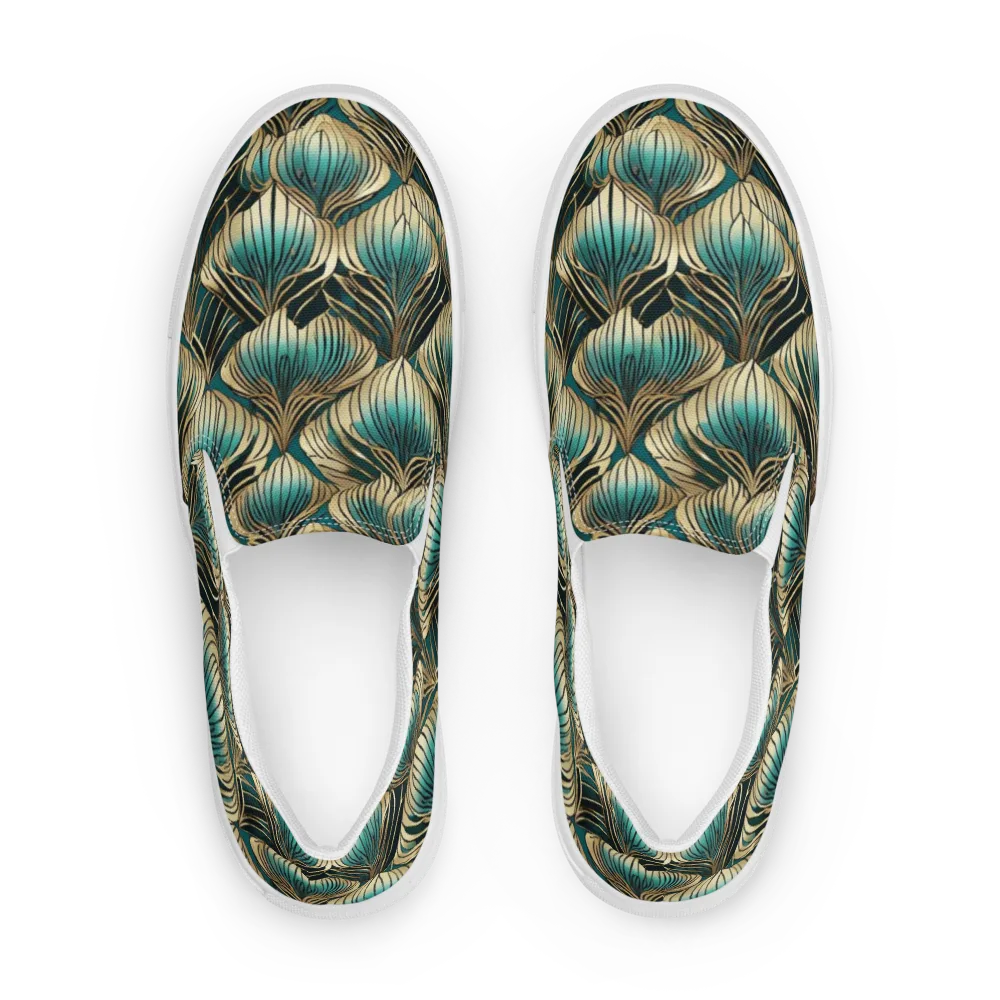 Turquoise Allium on Men's Slip-On Canvas Shoes — Front