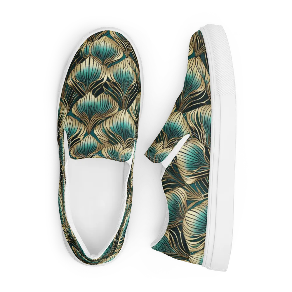 Turquoise Allium on Men's Slip-On Canvas Shoes — Front