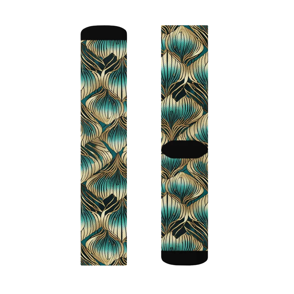 Turquoise Allium on Socks — Right Sock