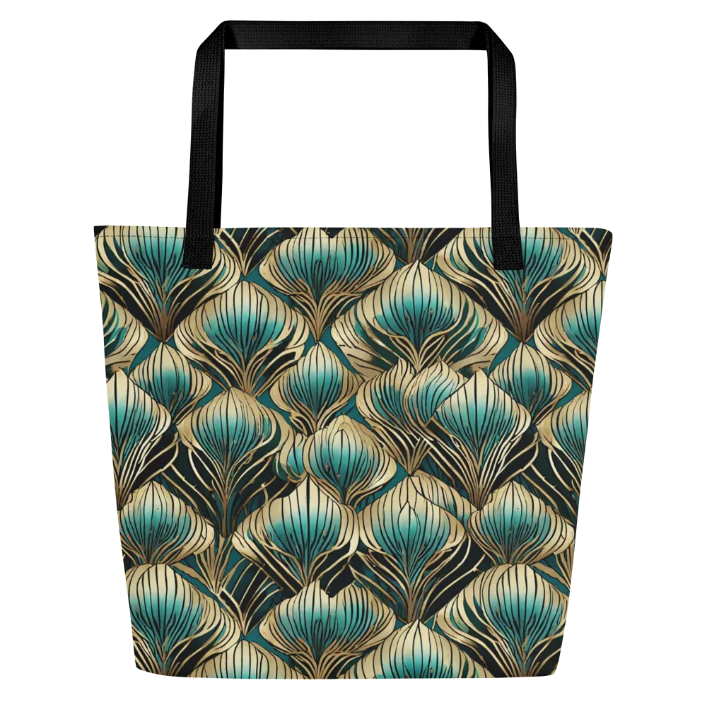 Turquoise Allium on Large Tote Bag W/ Pocket — Front