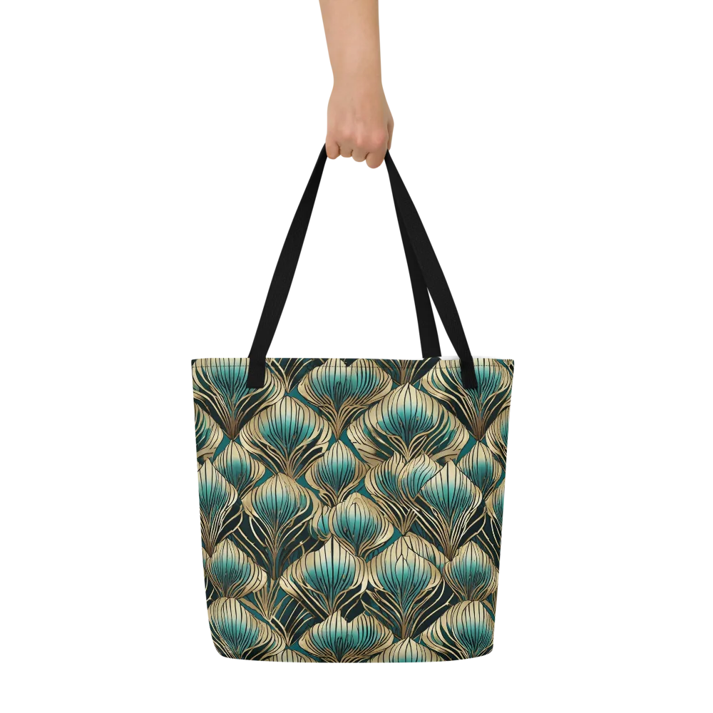 Turquoise Allium on Large Tote Bag W/ Pocket — Front