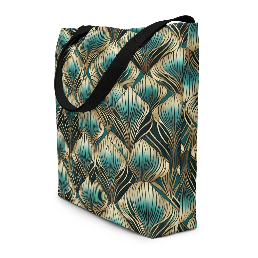 Turquoise Allium on Large Tote Bag W/ Pocket — Front