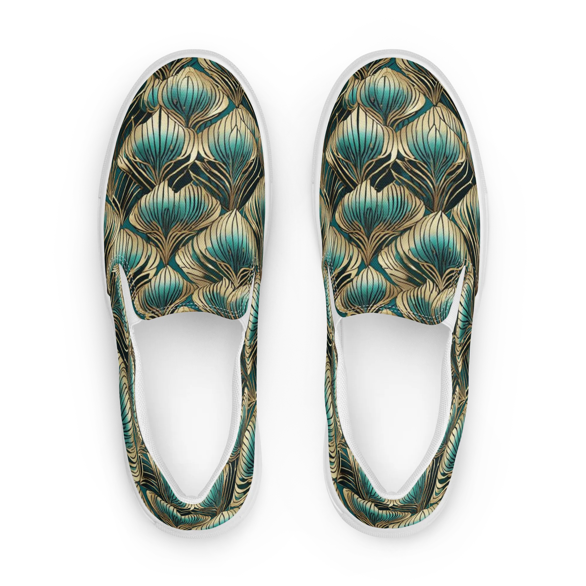 Turquoise Allium on Women's Slip-On Canvas Shoes — Front