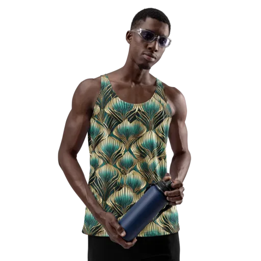 Turquoise Allium on a Men's Tank Top