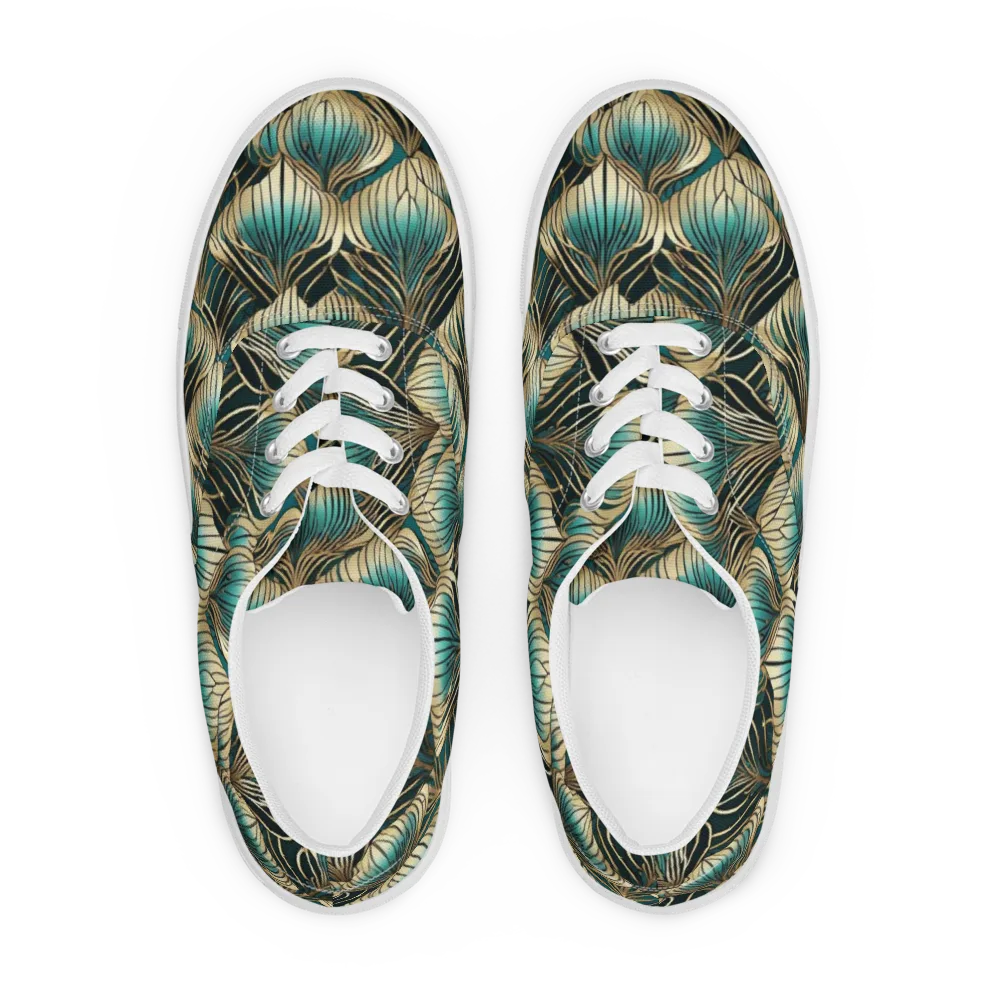 Turquoise Allium on Men's Lace-Up Canvas Shoes — Front