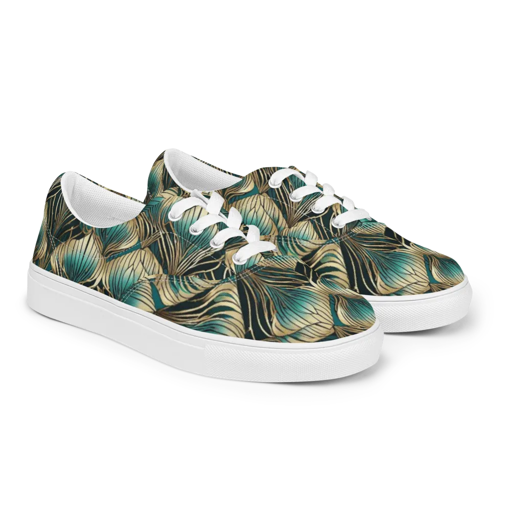 Turquoise Allium on Men's Lace-Up Canvas Shoes — Right Front