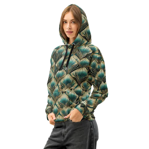 Turquoise Allium on a Cotton Hoodie