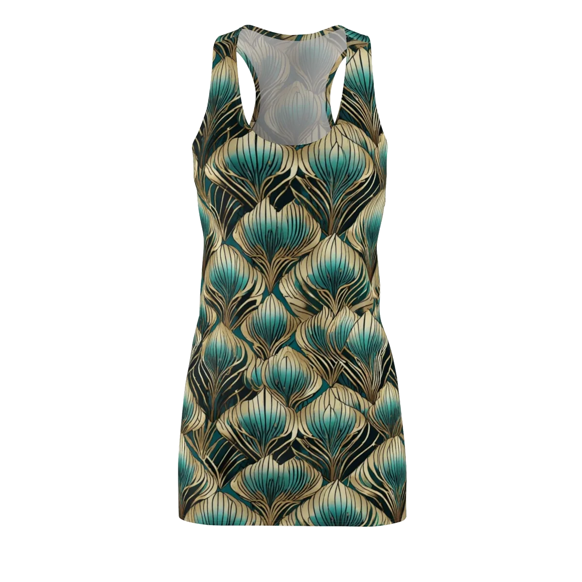 Turquoise Allium on Racerback Dress — Front