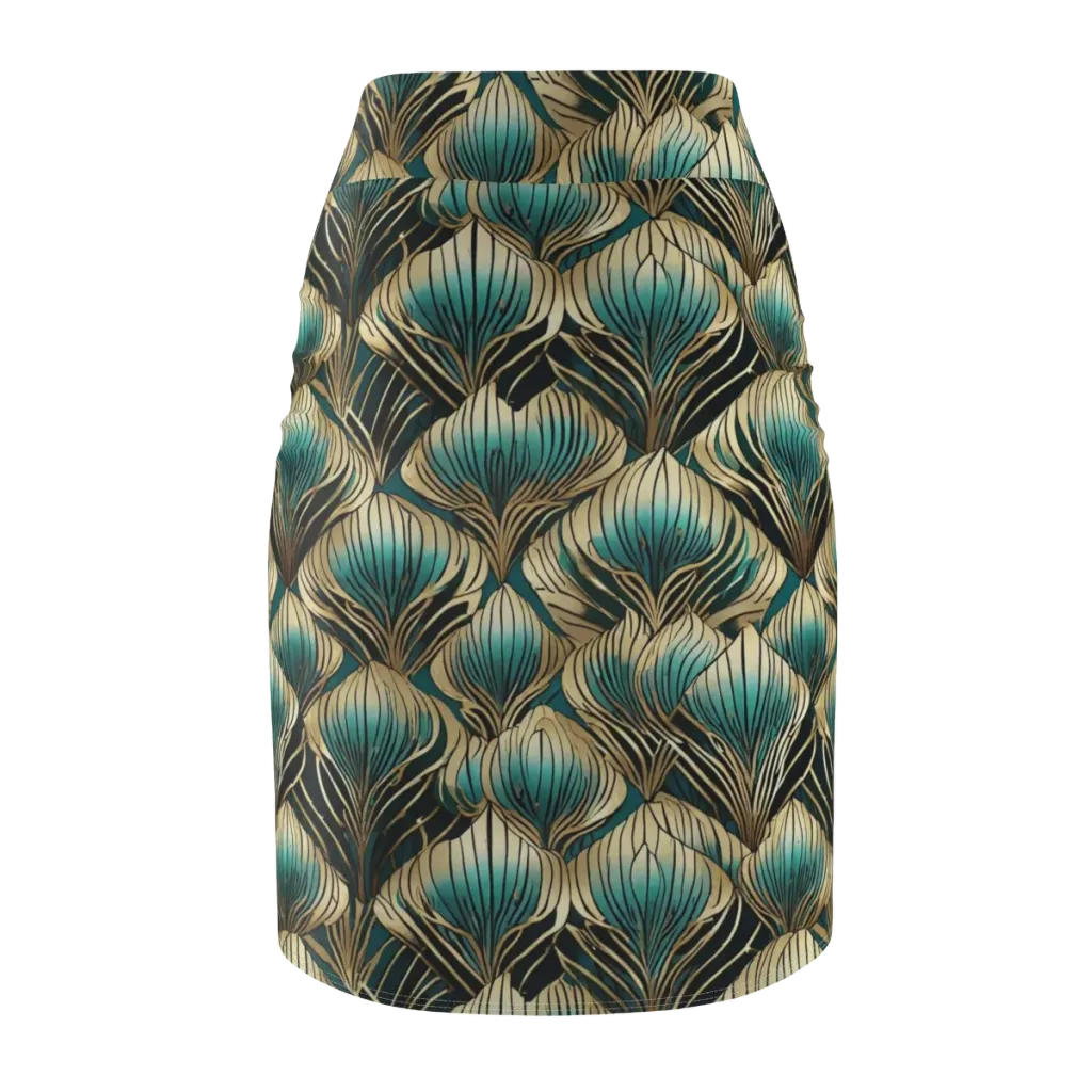 Turquoise Allium on Pencil Skirt — Back