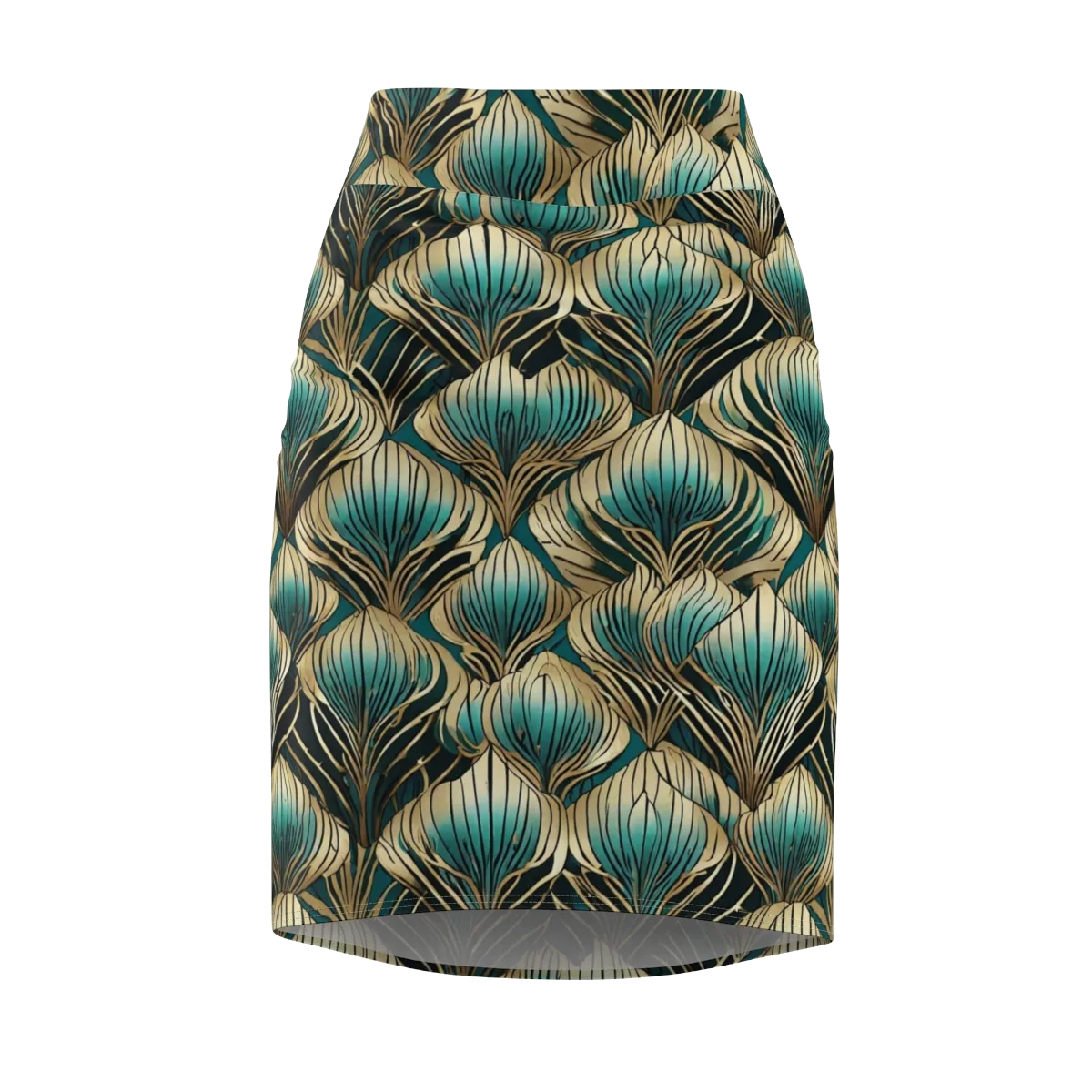 Turquoise Allium on Pencil Skirt — Front