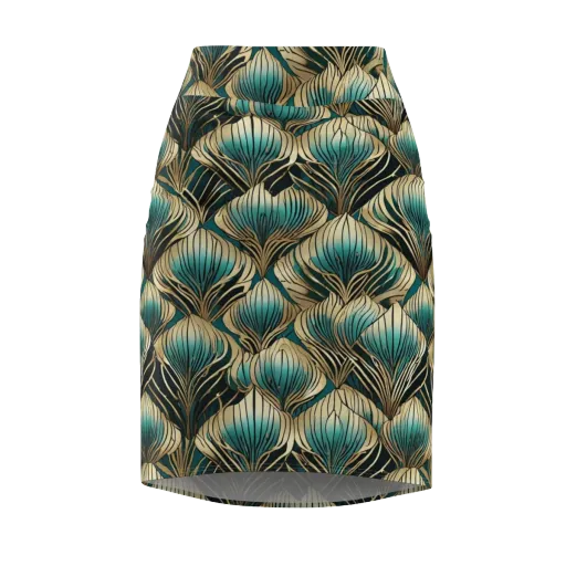Turquoise Allium on a Pencil Skirt