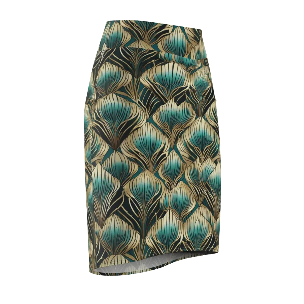 Turquoise Allium on Pencil Skirt — Front Side