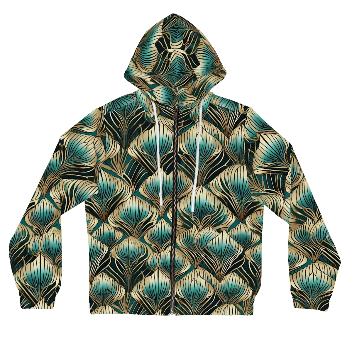 Turquoise Allium on Women's Full-Zip Hoodie — Front
