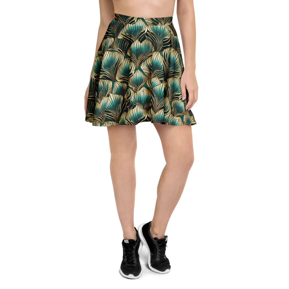Turquoise Allium on Skater Skirt — Front