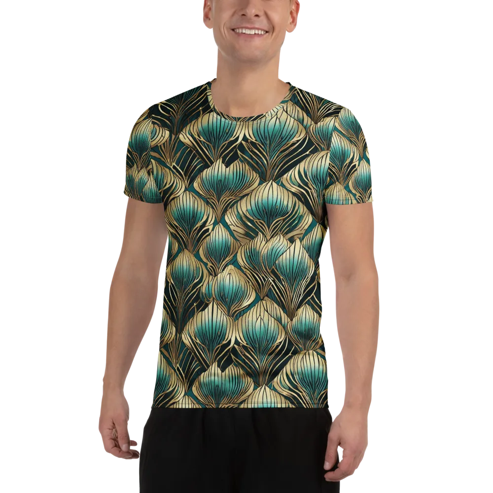Turquoise Allium on Men's Athletic T-Shirt — Front