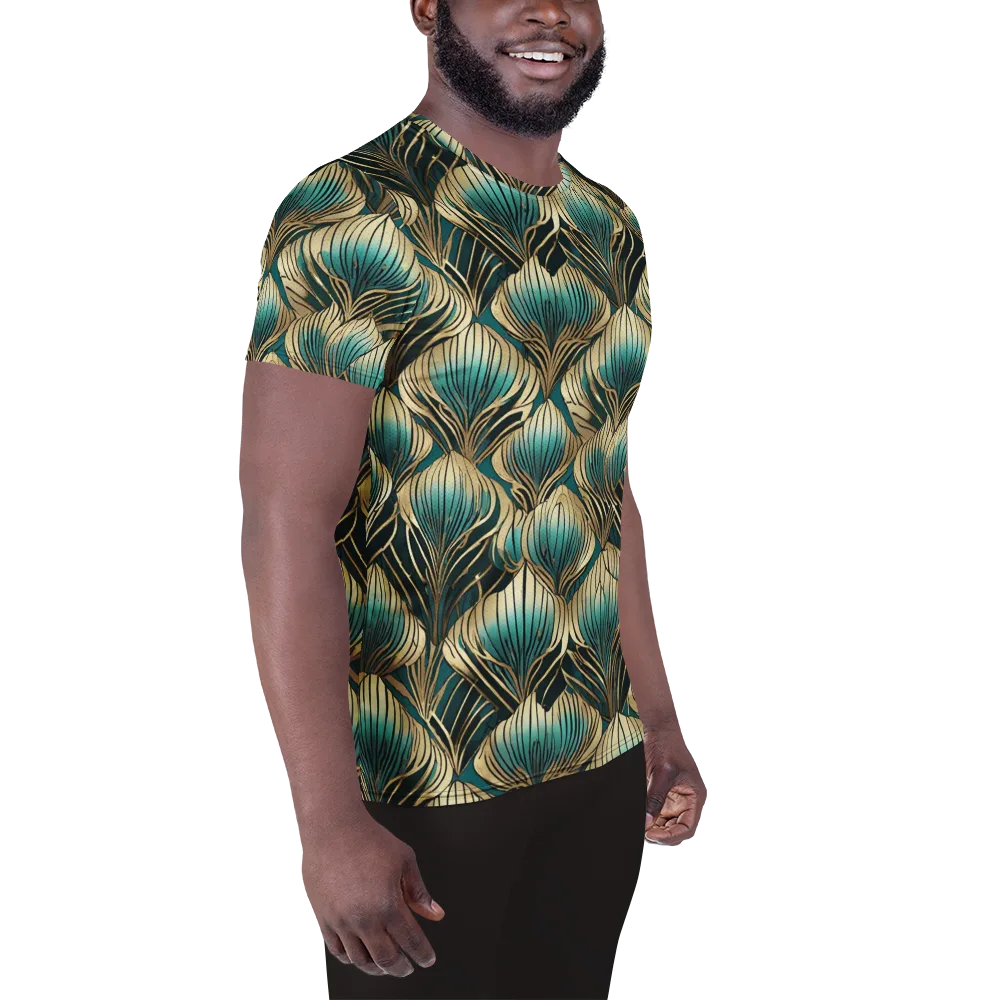 Turquoise Allium on Men's Athletic T-Shirt — Right