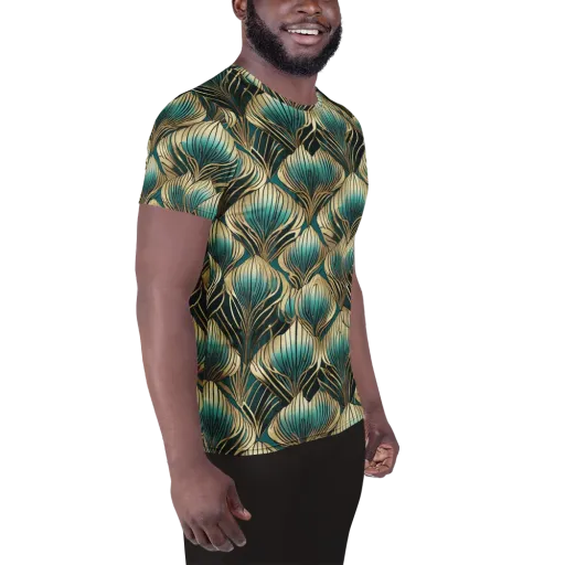 Turquoise Allium on a Men's Athletic T-Shirt
