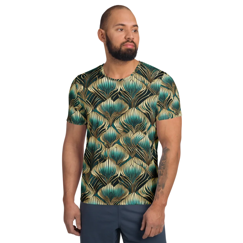 Turquoise Allium on Men's Athletic T-Shirt — Front