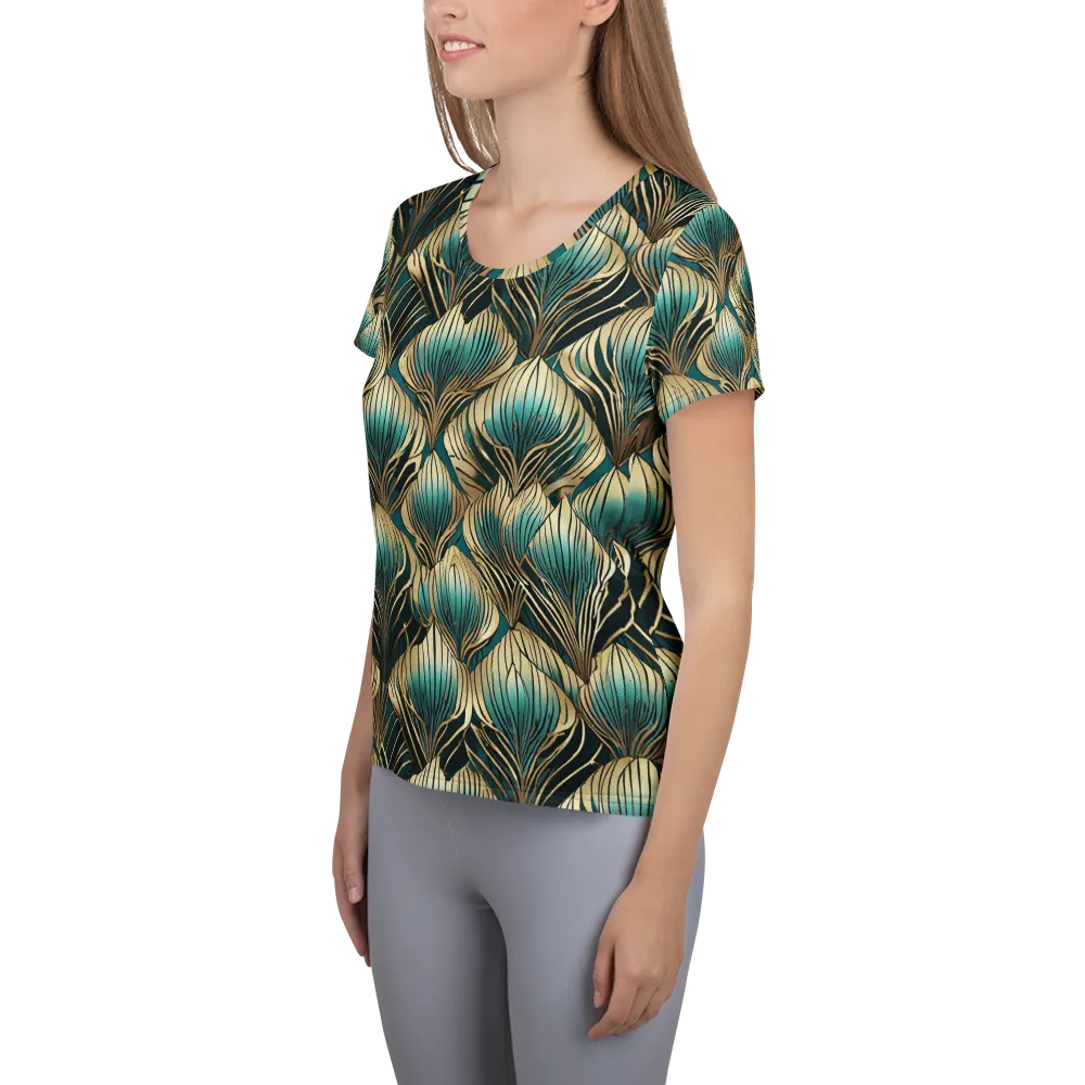 Turquoise Allium on Women's Athletic T-Shirt — Left